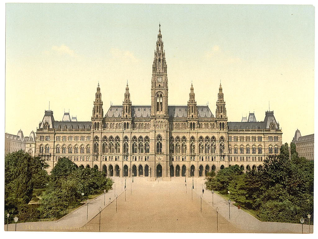 Wien. Rathaus, Photochrom zwischen ca. 1890 und 1900